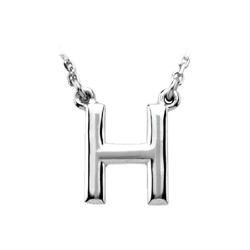 Luxury Necklace for Special Occasions-Sterling Silver, Kendall Collection, Block Initial H Necklace, 16 Inch