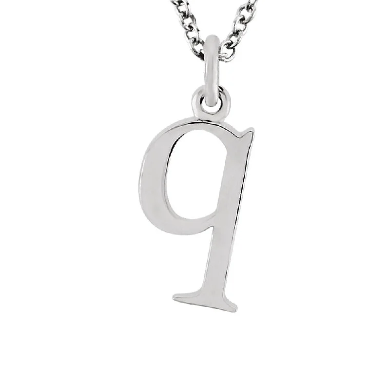 Sterling Silver Necklace with Pendant-The Abbey Lower Case Initial 'q' Necklace in 14k White Gold, 16 Inch