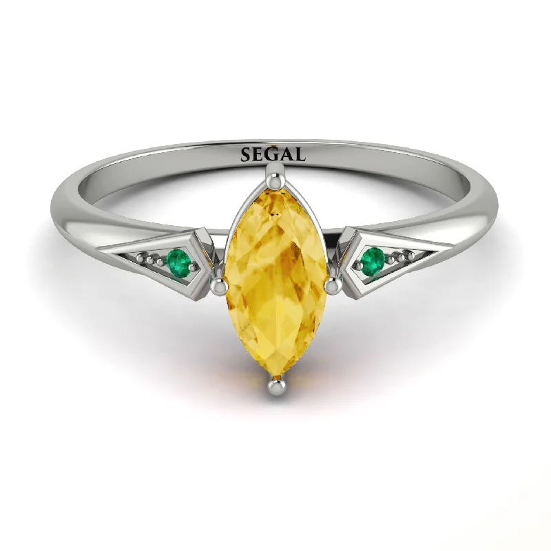 Beautiful Sapphire Ring for Women-Marquise Citrine Geometrical Engagement Ring - Reese No. 606