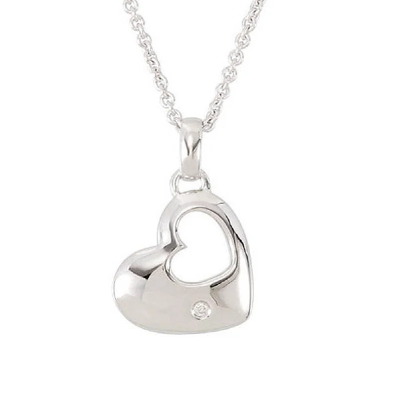 Crystal Pendant Necklace for Special Occasions-Diamond Accent Heart Necklace in Silver, 18 Inch