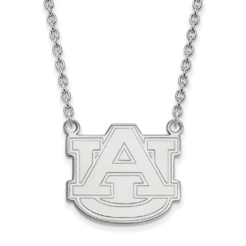 Silver Necklace with Heart Charm-14k White Gold Auburn U Large 'AU' Pendant Necklace