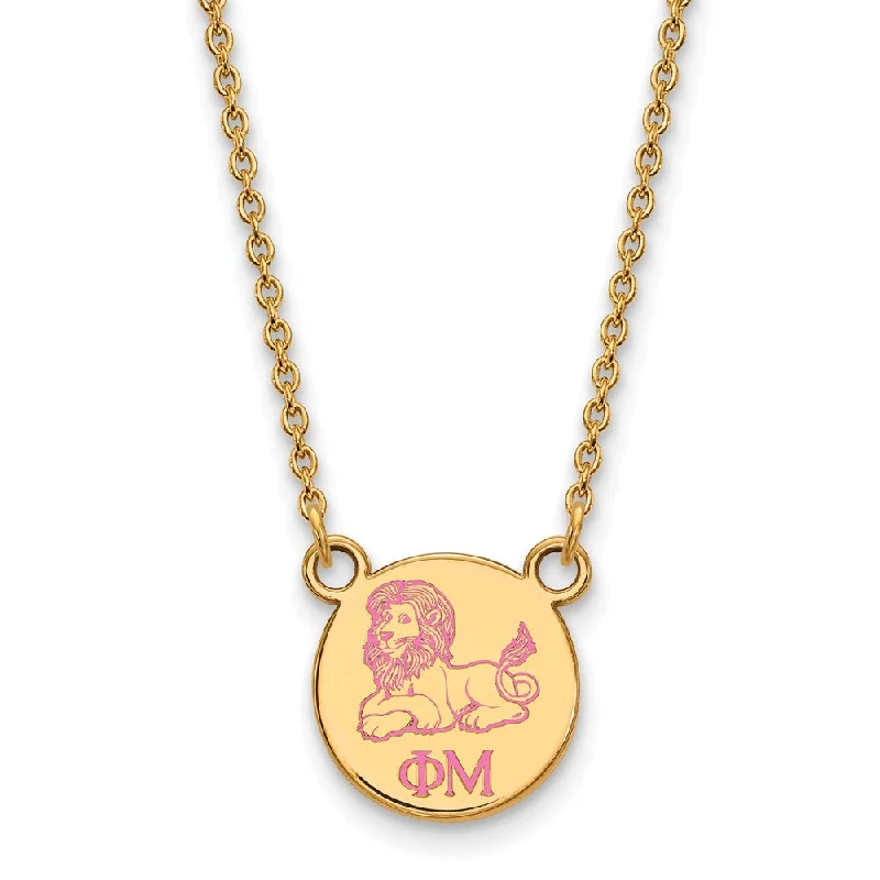 Custom Pendant Necklace for Special Gifts-14K Plated Silver Phi Mu XS (Tiny) Enamel Necklace