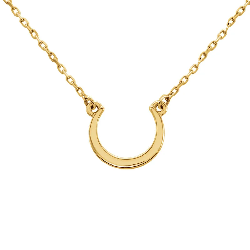 Sparkly Necklace for Fashion Forward Women-Small Polished Crescent Necklace in 14k Yellow Gold, 18 Inch