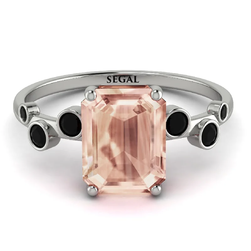 Designer Ring for Women-Emerald Cut Morganite Ring With Bezel - Alina No. 909