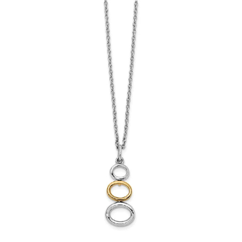 Vintage Gold Necklace for Classic Look-Descending Circle Diamond Necklace in Rhodium Gold tone Plated Silver