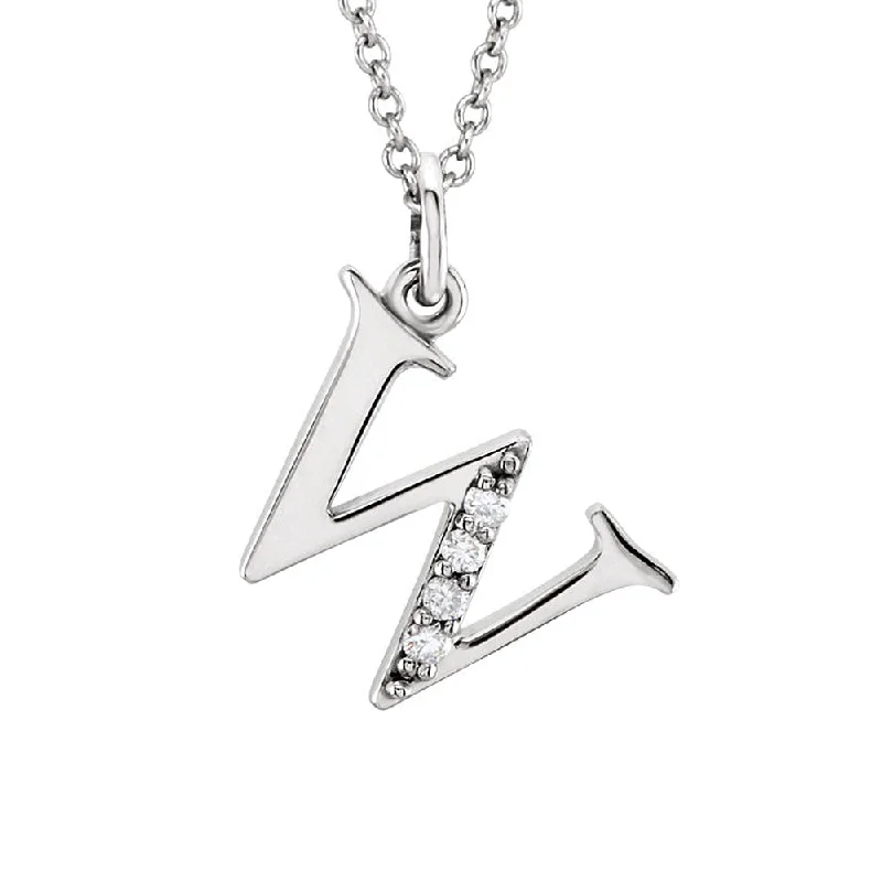 Unique Pendant Necklace for Casual Wear-The Abbey 14k White Gold Diamond Lower Case Initial 'w' Necklace 16 In