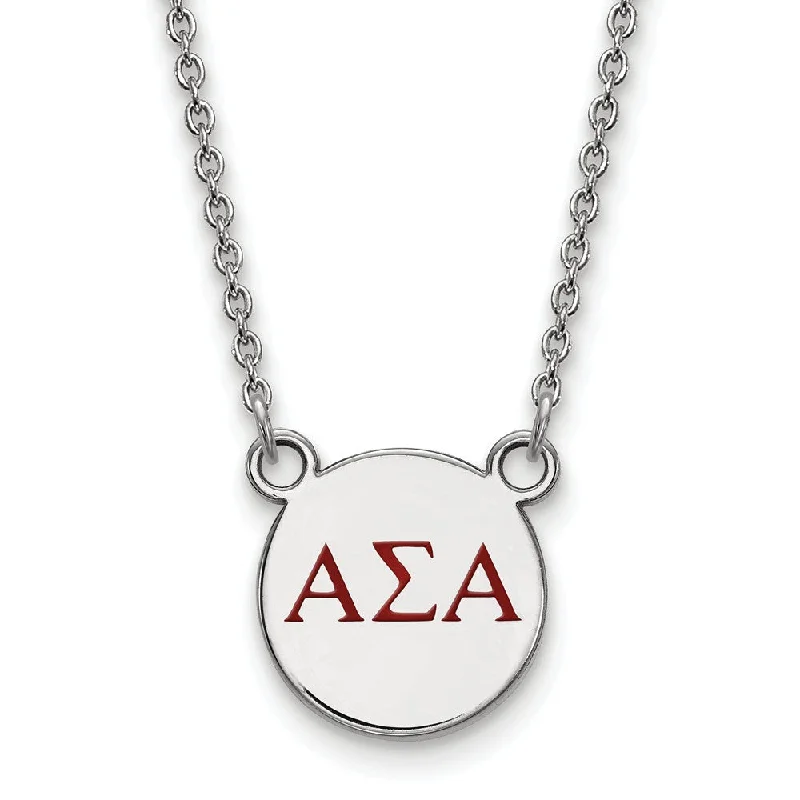 Custom Pendant Necklace for Personal Style-Sterling Silver Alpha Sigma Alpha Small Red Enamel Greek Necklace