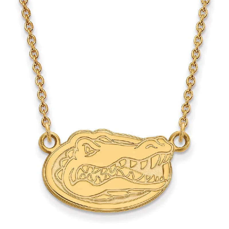 Layered Gold Necklace for Trendy Look-10k Yellow Gold U of Florida Small Gator Disc Pendant Necklace