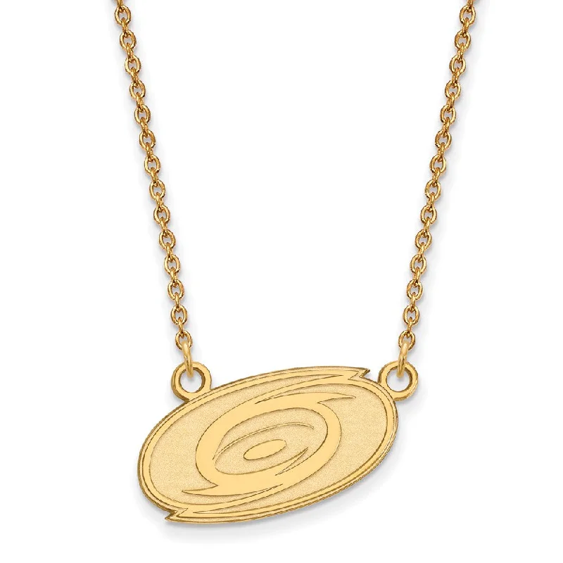 Diamond Pendant Necklace-SS 14k Yellow Gold Plated NHL Carolina Hurricanes SM Necklace, 18 Inch