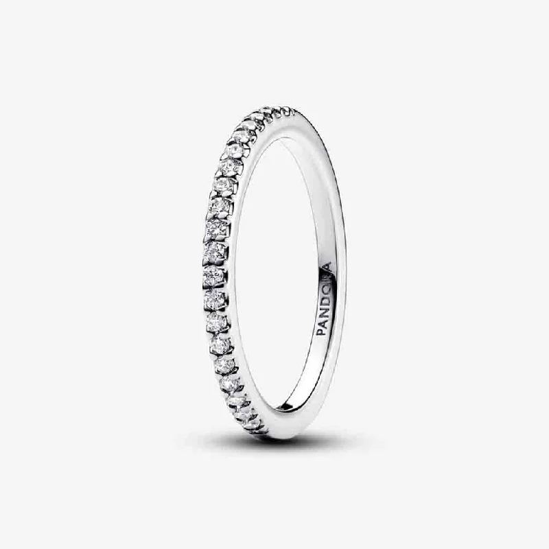 Simple Silver Ring Set for Couples-PANDORA : Sparkling Band Ring in Sterling Silver