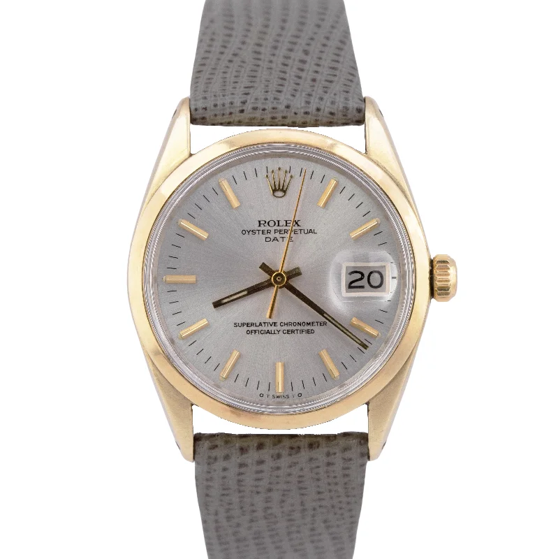 Personalized Watches for Couples-1973 Gold Shell Rolex Oyster Perpetual Date 34mm Silver Sigma Auto Watch 1550