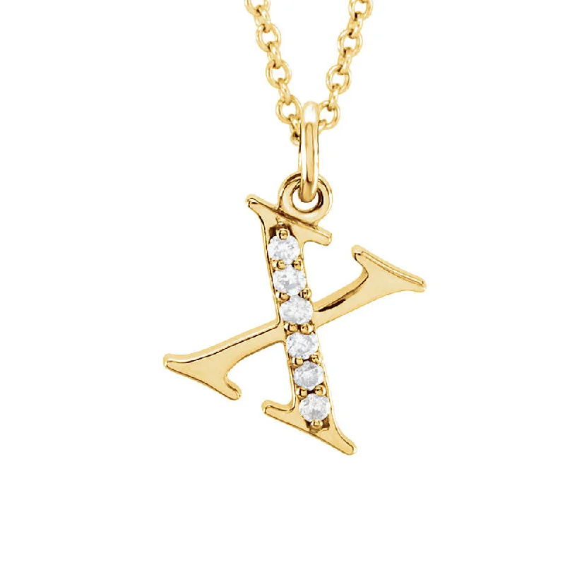 Stylish Pendant Necklace for Trendy Looks-The Abbey 14k Yellow Diamond Lower Case Initial 'x' Necklace 16 Inch