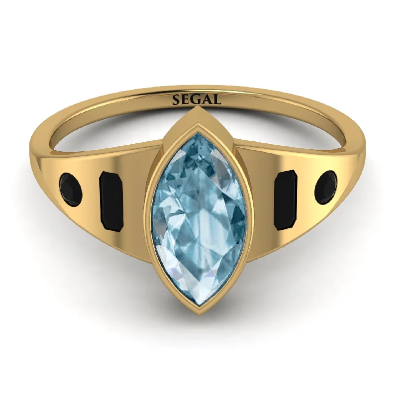 Simple Wedding Ring for Men-Marquise Bezel Aquamarine Ring - Juliana No. 407