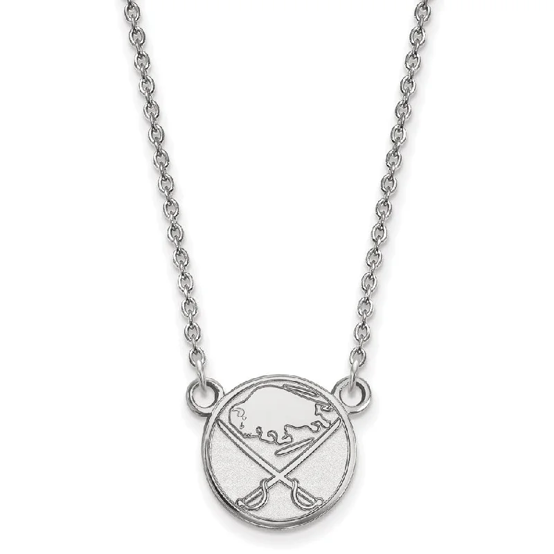 Bohemian Necklace for Hippie Style-10k White Gold NHL Buffalo Sabres Small Necklace, 18 Inch