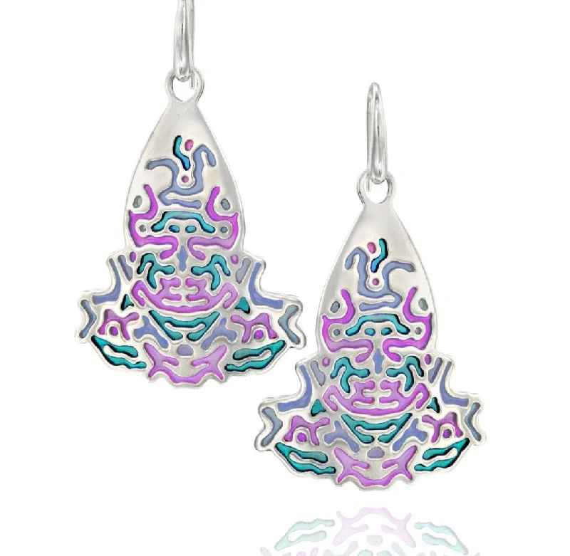 Trendy Earrings for Young Adults-Reaction Diffusion earrings, sterling silver Colorful earrings