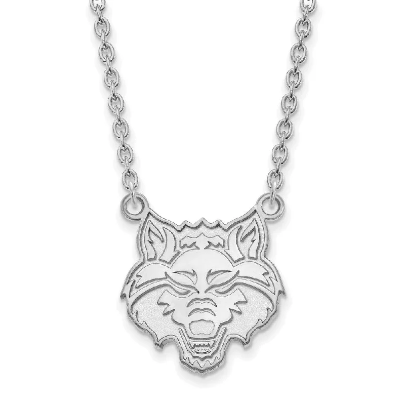 Unique Handmade Necklace-14k White Gold Arkansas State Large Pendant Necklace