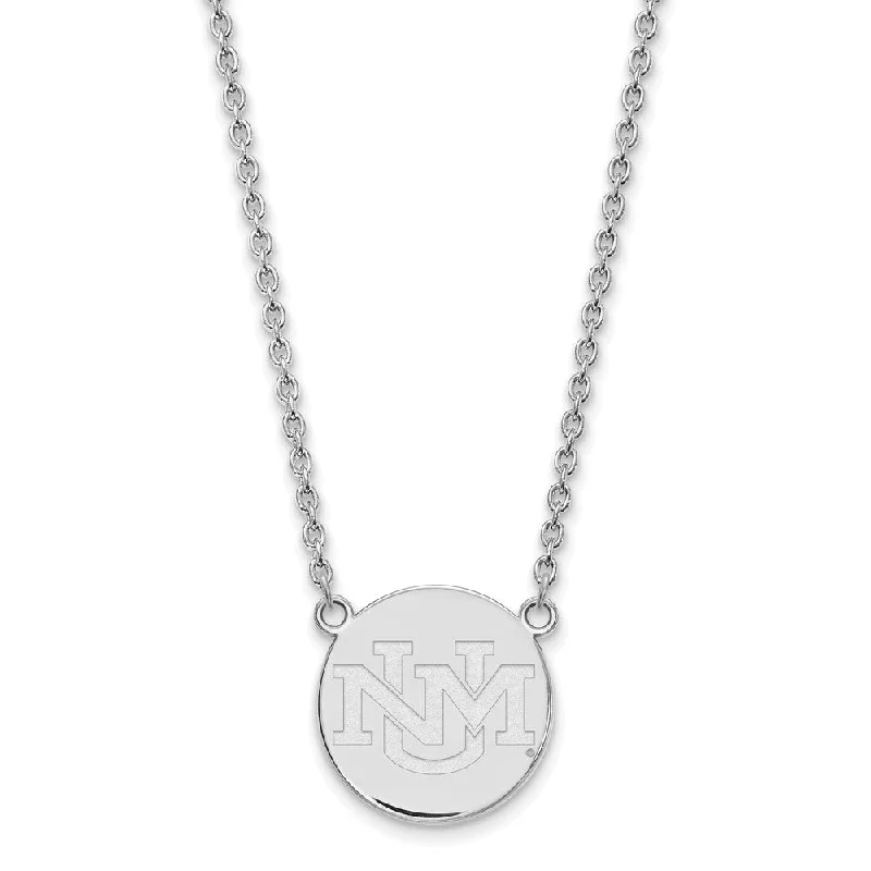 Handcrafted Gemstone Necklace for Gifts-10k White Gold U of New Mexico Lg Logo Pendant Necklace