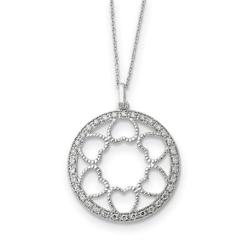 Sparkly Necklace for Fashion Forward Women-Rhodium Plated Sterling Silver & CZ Full of Blessings Necklace, 18 In.