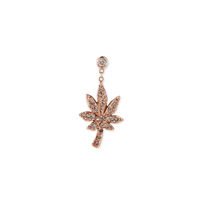 Luxury Gold Earrings for Anniversary-1 DIAMOND PAVE SWEET LEAF DROP EARRINGS