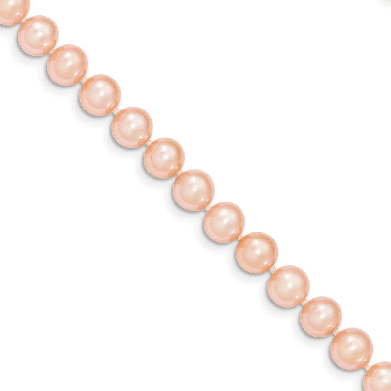 Layered Necklace for Special Occasions-7-8mm, Pink FW Cultured Pearl & 14k Yellow Gold Clasp Necklace