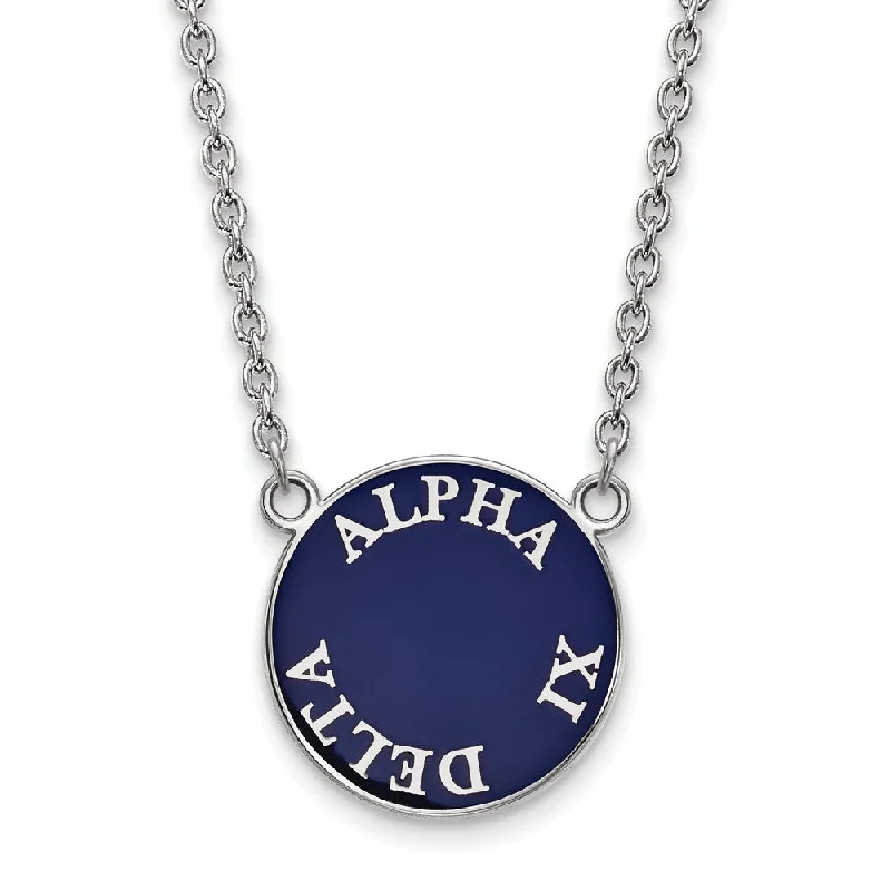 Unique Statement Necklace for Bold Fashion-Sterling Silver Alpha Xi Delta Large Enamel Disc Necklace