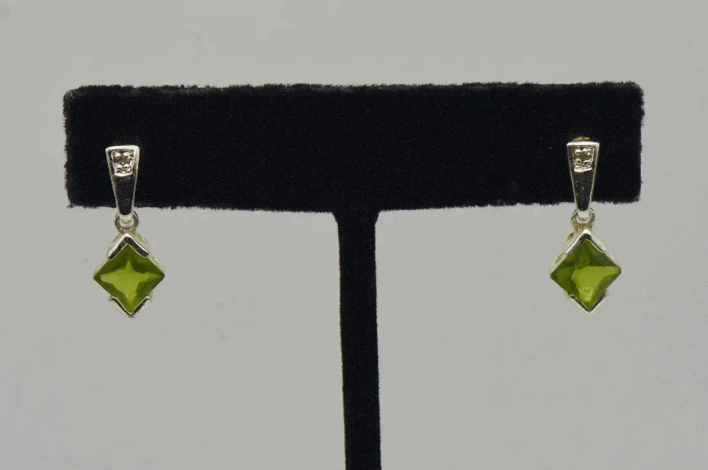 Custom Earrings for Personalized Style-Sterling Silver Glass and Diamond Earrings