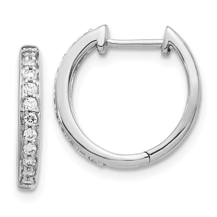 Gorgeous Earrings for Bridesmaids-14k White Gold Diamond Complete Hinged Hoop Earrings