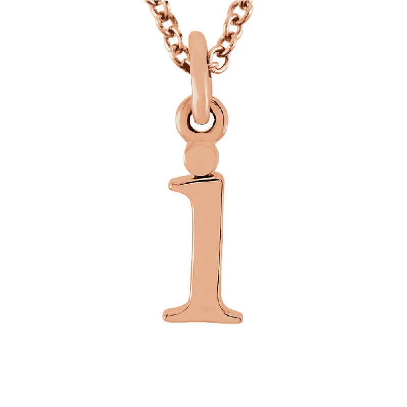 Bridal Necklace with Pearls-The Abbey Lower Case Initial 'i' Necklace in 14k Rose Gold, 16 Inch