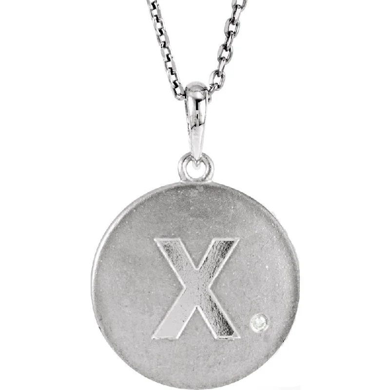 Necklaces with Initials-The Emma Sterling Silver Diamond Block Initial X Disc Necklace, 18 In.