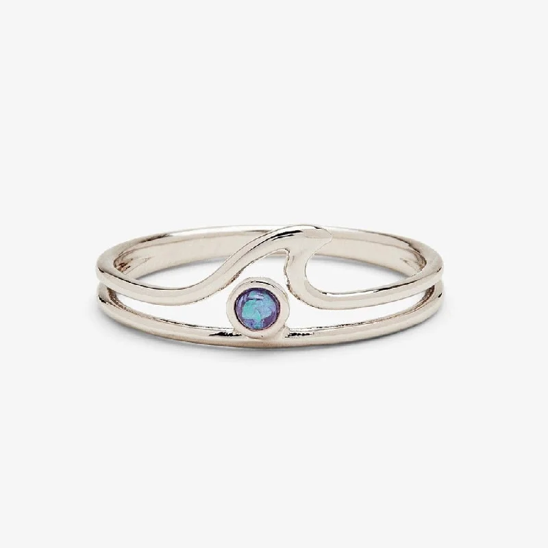 Personalized Ring with Custom Engraving-Pura Vida :  Opal  Wave Ring -Silver