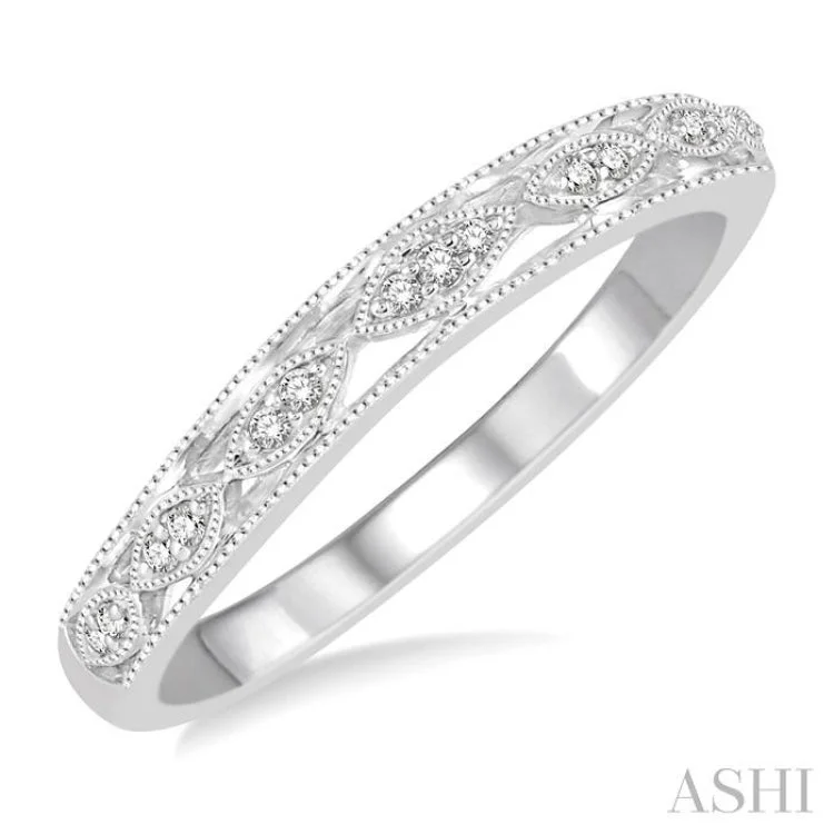 Luxury Wedding Ring for Anniversary-1/20 Ctw Round Cut Diamond Wedding Band in 14K White Gold