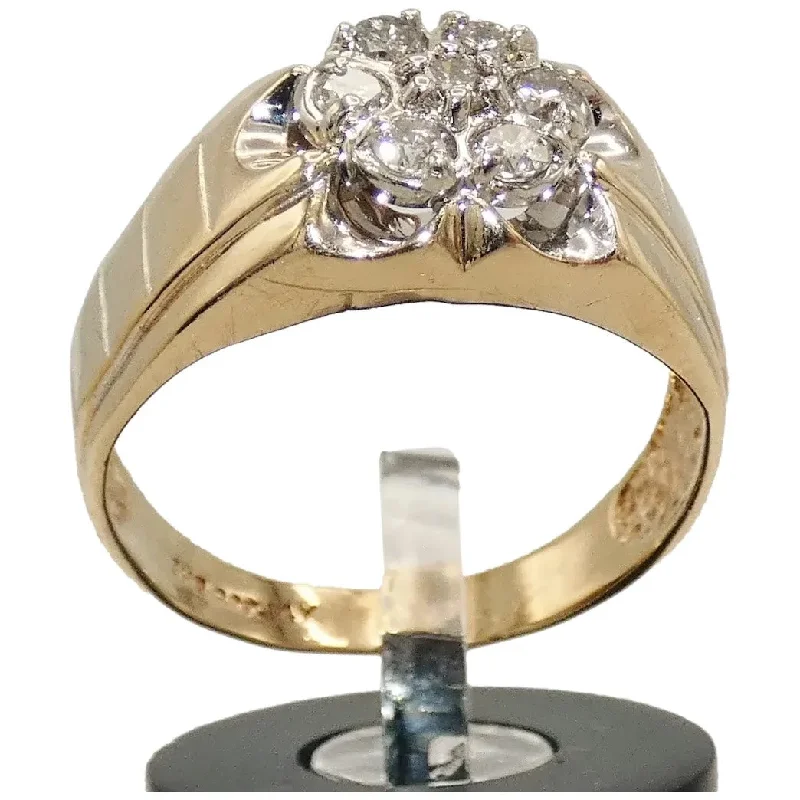 Designer Engagement Ring with Diamonds-14K Gold Men's Ring with Diamonds