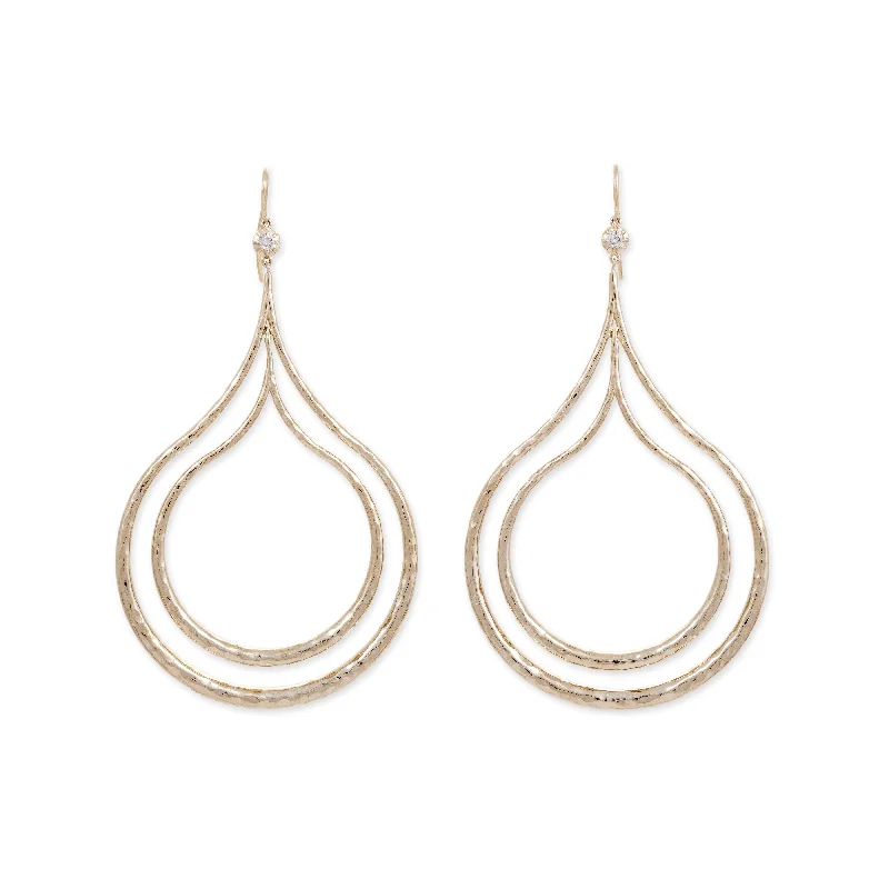 Simple Silver Drop Earrings-SOPHIA DIAMOND ARABIAN HOOP EARRINGS