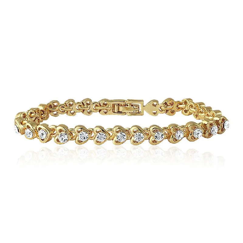 Fashion Bangles for Young Adults-Mahi Tiny Hearts Bracelet with Crystal`