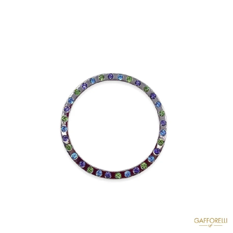 Multi-Gemstone Engagement Ring-Metal Ring with Multicolor Rhinestones 5102 - Gafforelli Srl