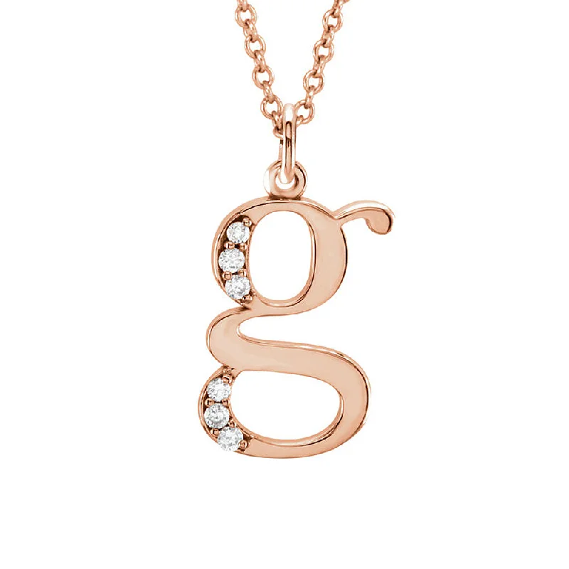 Crystal Bead Necklace for Casual Wear-The Abbey 14k Rose Gold Diamond Lower Case Initial 'g' Necklace 16 In