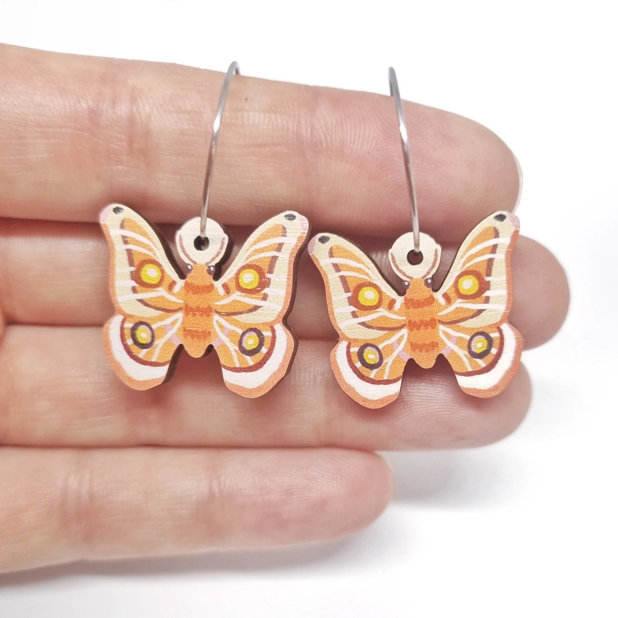 Unique Earrings for Trendy Looks-Pixie Nut & Co Dangle - Moth Hoops*