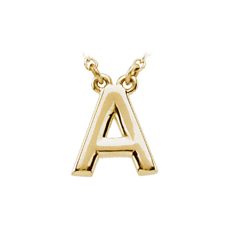 Sterling Silver Necklace for Formal Wear-14K Yellow Gold, Kendall Collection, Block Initial A Necklace, 16 Inch