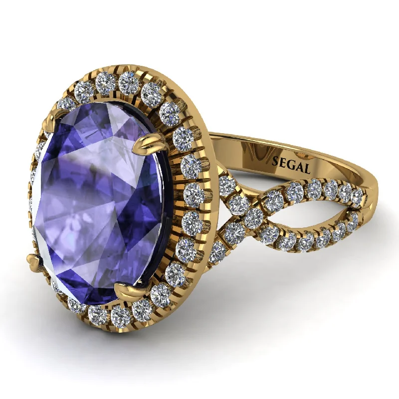 Personalized Engagement Ring with Names-Glamorous Oval Tanzanite Ring - Jordyn No. 201