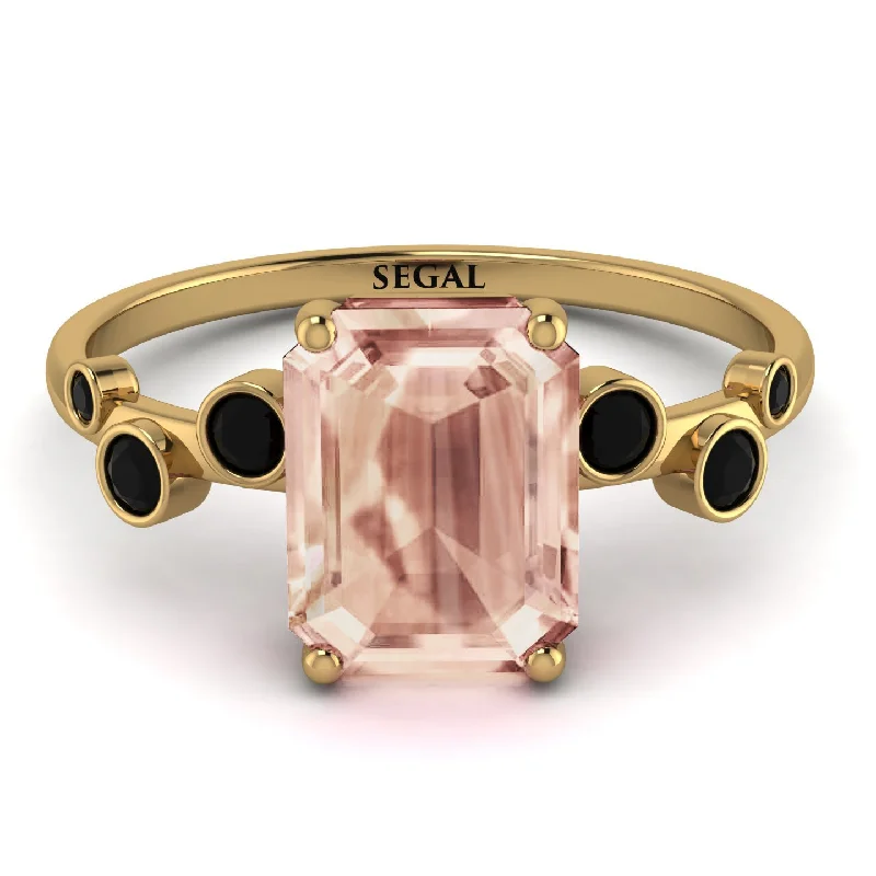 Luxury Diamond Ring for Men-Emerald Cut Morganite Ring With Bezel - Alina No. 907