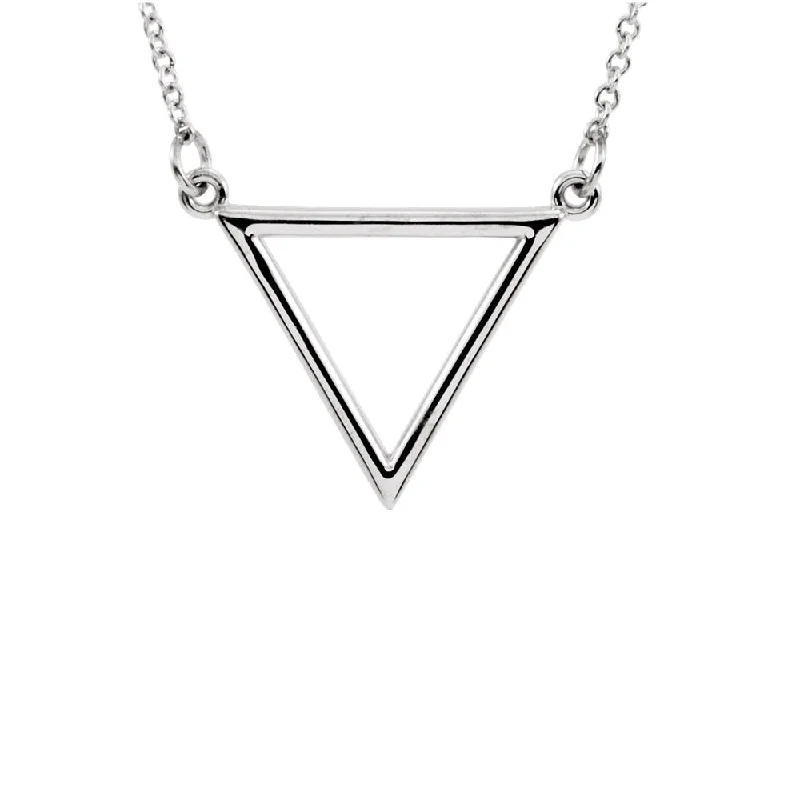 Gemstone Pendant Necklace for Women-Polished 15x19mm Triangle Necklace in 14k White Gold, 16 Inch