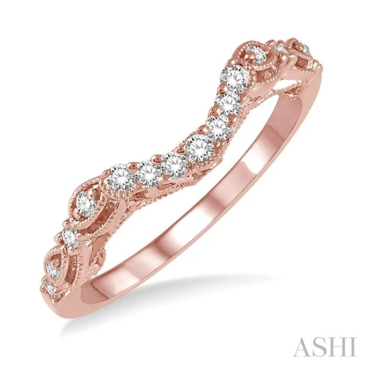 Simple Engagement Ring for Elegant Look-1/5 Ctw Round Cut Diamond Wedding Band in 14K Rose Gold