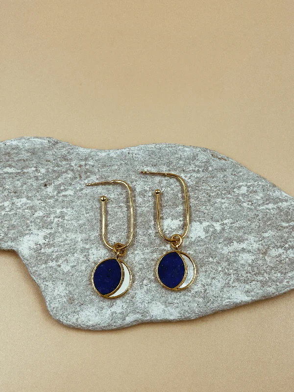 Fashionable Earrings for Teenagers-Night of the blue moon U-pin huggies