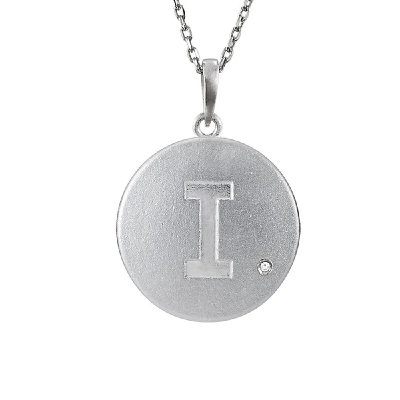 Personalized Family Necklace-The Emma Sterling Silver Diamond Block Initial I Disc Necklace, 18 In.