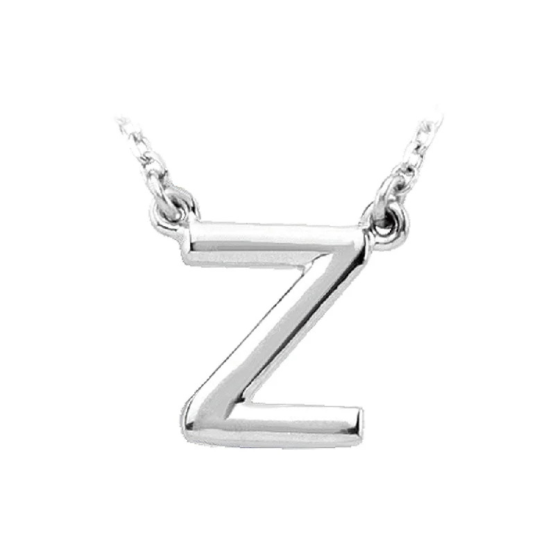 Bohemian Necklace for Beach Wear-Sterling Silver, Kendall Collection, Block Initial Z Necklace, 16 Inch