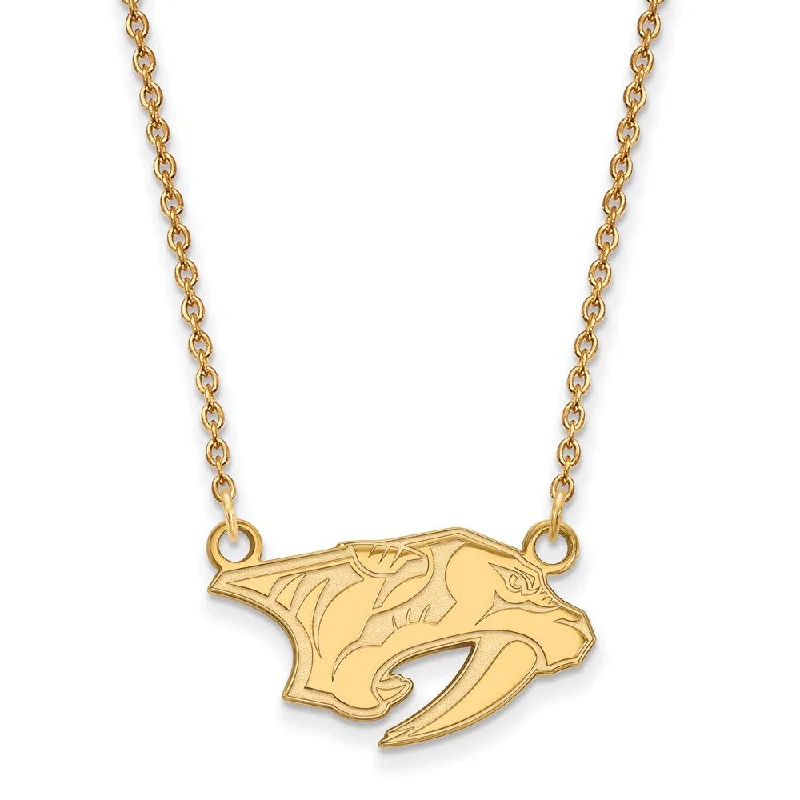 Bold Fashion Necklace for Evening Events-SS 14k Yellow Gold Plated NHL Nashville Predators SM Necklace, 18 Inch