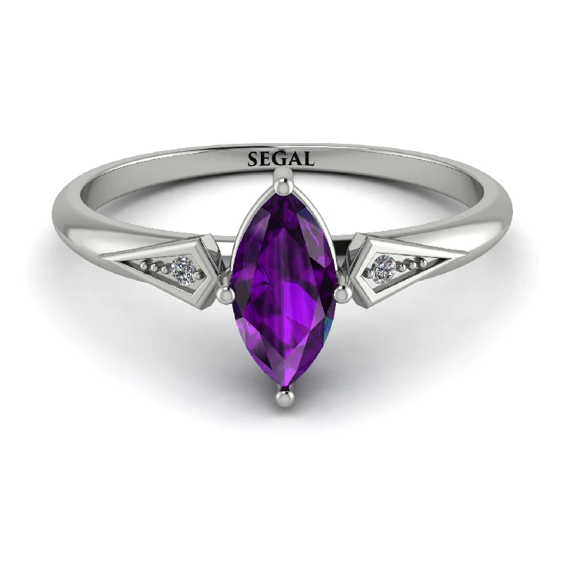 Beautiful Wedding Band for Women-Marquise Amethyst Geometrical Engagement Ring - Reese No. 303