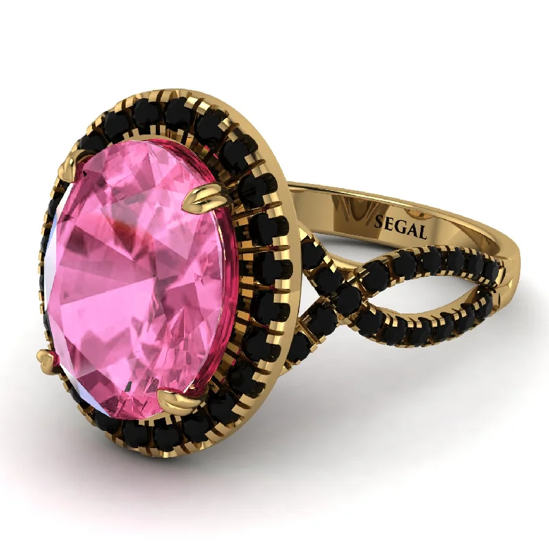 Gold Engagement Ring-Glamorous Oval Pink Moissanite Ring - Jordyn No. 807