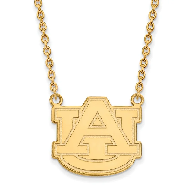 Sterling Silver Necklace for Casual Wear-10k Yellow Gold Auburn U Large 'AU' Pendant Necklace