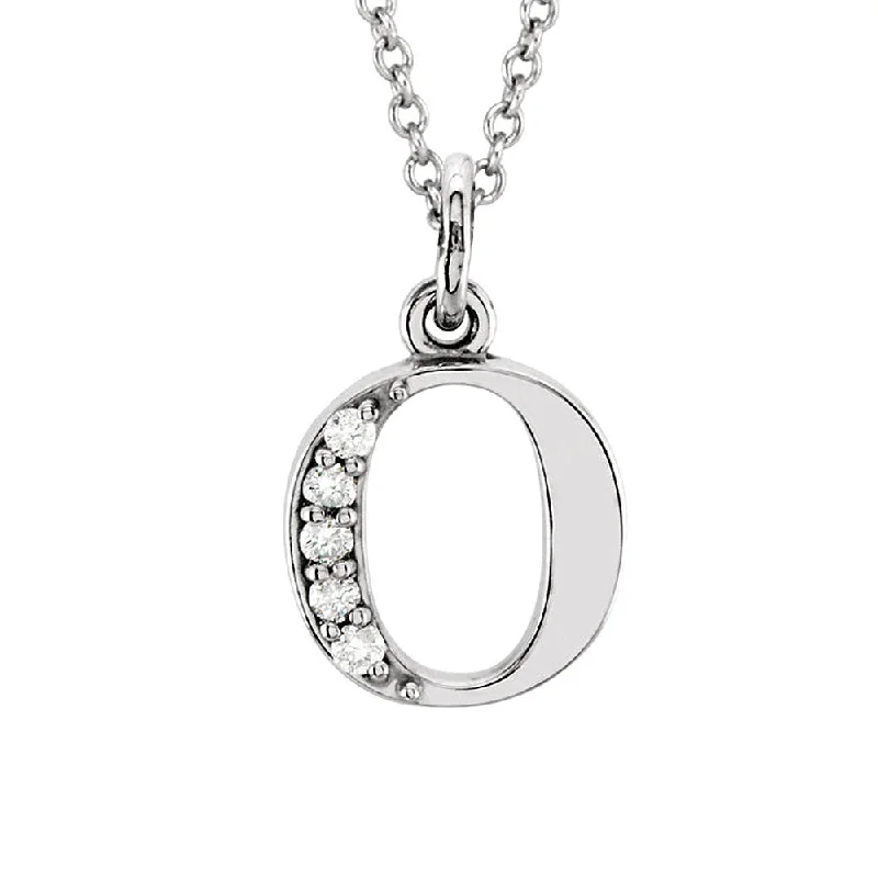 Trendy Choker Necklace for Fashion-The Abbey 14k White Gold Diamond Lower Case Initial 'o' Necklace 16 In